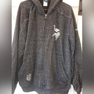 NFL Reebok Minnesota Vikings Men's Large LG Gray Zip Up Hoodie